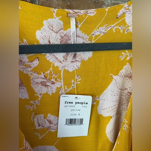 FREE PEOPLE NWTs French quarter yellow floral print mini dress size medium - Picture 9 of 10